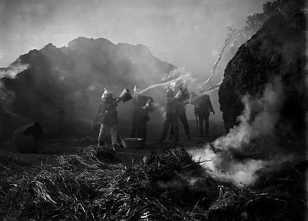 Hay rick fire, Cornwall. September-early October 1921