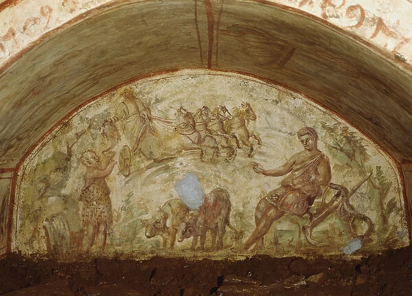 The Ascension of Elijah, Catacombs of Via Latina, Rome (fresco)