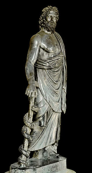 Asclepius or Aesculapius, God of Medicine and Healing (marble sculpture)