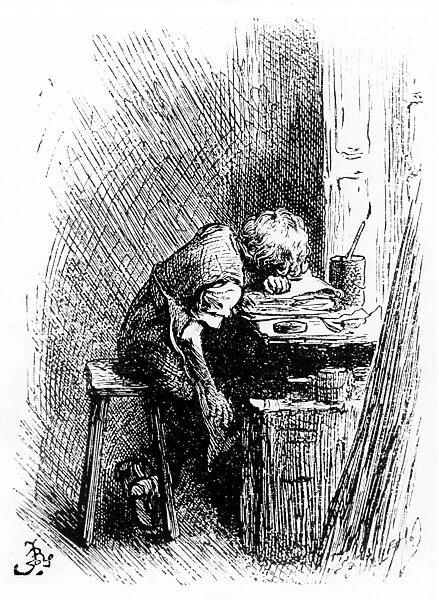 Charles Dickens at the Blacking Factory, an illustration from The Leisure Hour