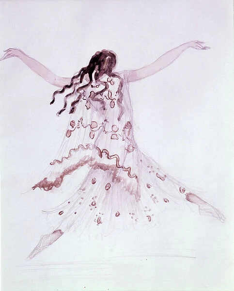 Costume design for the ballet Daphnis et Chloe by Ravel, c. 1921 (w  /  c on paper)