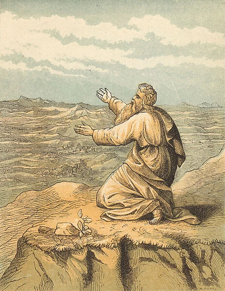 The Death of Moses (coloured engraving)