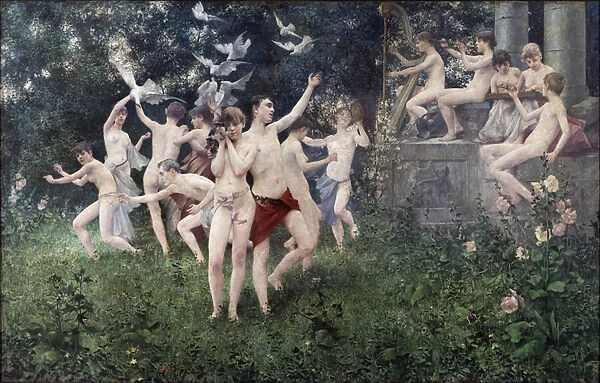 Festival of Spring (Allegoric Scene) - Masek, Karel Vitezslav (1865-1927) - 1889 - Oil on canvas - National Gallery, Prague
