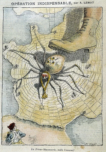 Freemasonry is the enemy (spider weaving his web on France) - in '