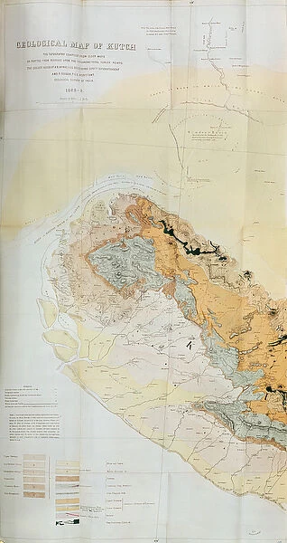 Geological Map of the Kutch region of India, Geological Survey of India 1868-69