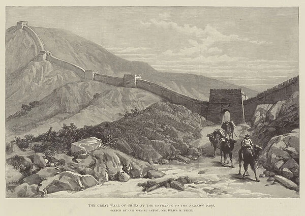 The Great Wall of China at the Entrance to the Nankow Pass (engraving)