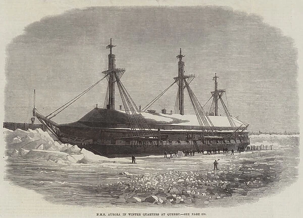 HMS Aurora in Winter Quarters at Quebec (engraving)