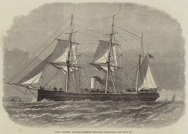 HMS Wyvern, Double-Turreted Iron-Clad Steam-Ram (engraving)