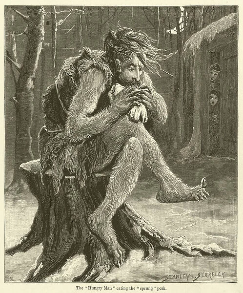 The 'Hungry Man'eating the 'sprung'pork (engraving)