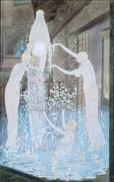 Illustration from Le Reve by Emile Zola (1840-1902) c. 1888 (w  /  c on paper)