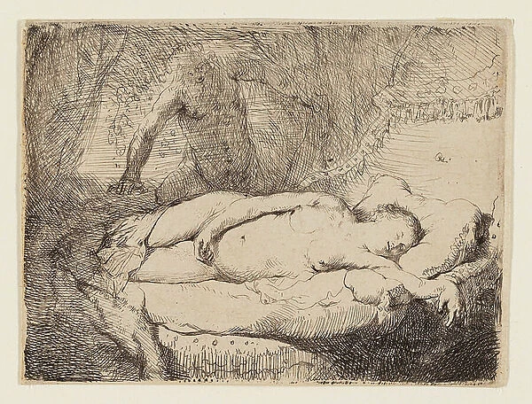 Jupiter and Antiope: Smaller Plate, c. 1631 (etching on buff laid paper)