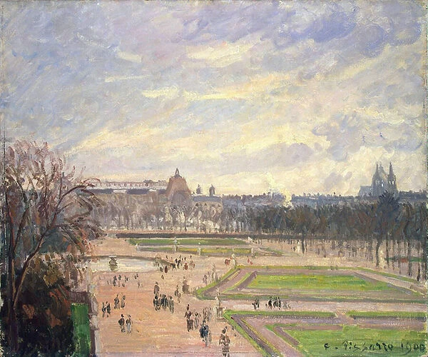 Le jardin des Tuileries. Peinture de Camille Pissaro (1830-1903), huile sur toile, 1900