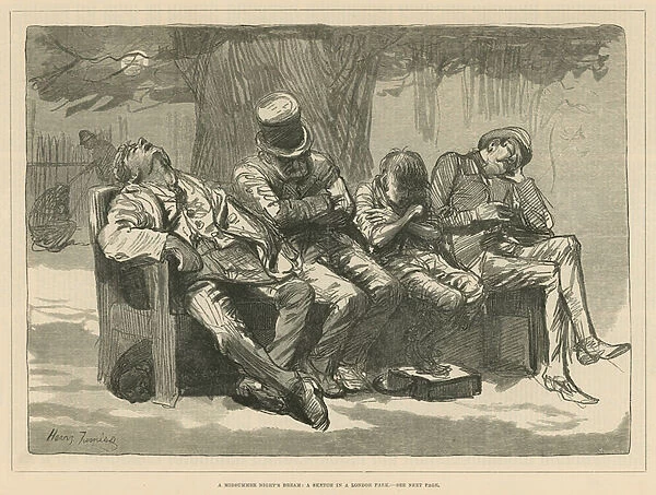 A Midsummer Nights Dream: A sketch in a London park (engraving)