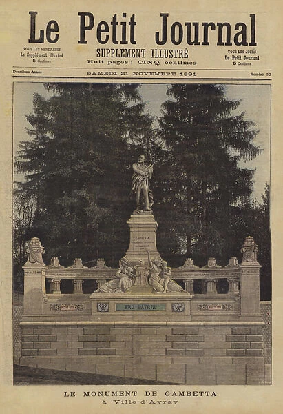 Monument to Leon Gambetta at Ville d Avray (colour litho)