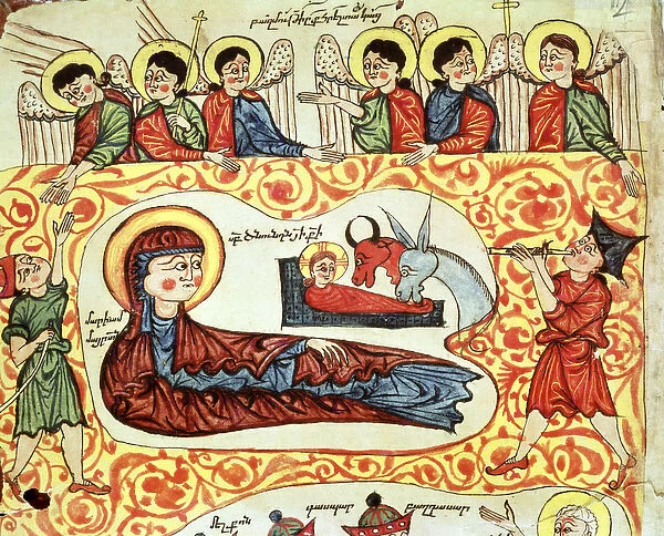 Ms 404 fol. 1v The Nativity, from a Gospel (vellum)
