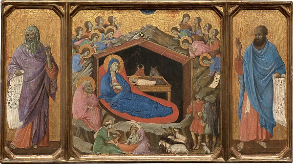 The Nativity with the Prophets Isaiah and Ezekiel, 1308-11 (tempera on single panel)