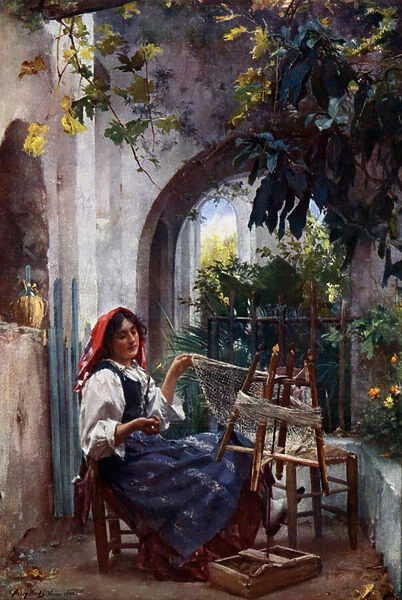 A Net Maker, 1902 (colour litho)