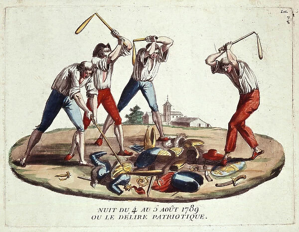 Night of 4-5 August 1789, or patriotic delirium, late 18th century (engraving)