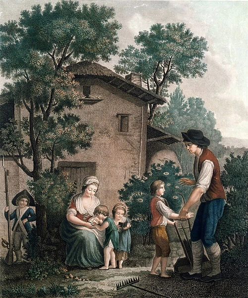 Parents are the Real Teachers, late 18th century (colour engraving)
