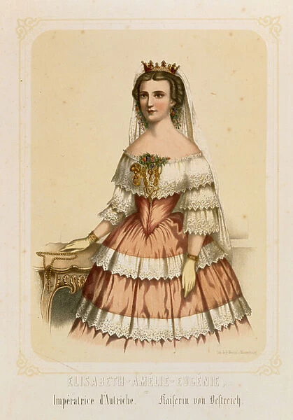Portrait of Elizabeth of Bavaria, Empress of Austria, printed by Fr