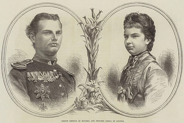 Prince Leopold of Bavaria and Princess Gisela of Austria (engraving)