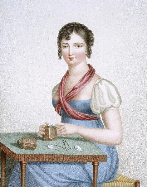 The Printmaker, engraved by Augrand, c. 1816 (coloured engraving)