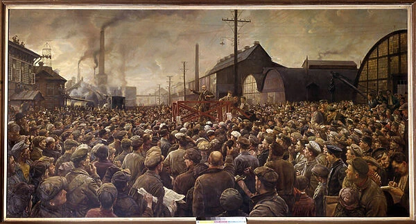 Russian Revolution of 1917: 'Lenin speaking to the workers of the Putilov factory in