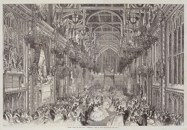 State Visit to the City, General View of the Guildhall (engraving)