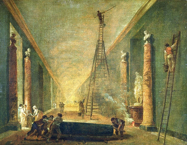 View of the Grand Gallery of the Louvre During Restoration, 1798-99 (oil on canvas)