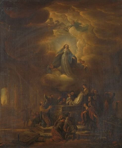 Assumption Virgin Mary carried angels clouds