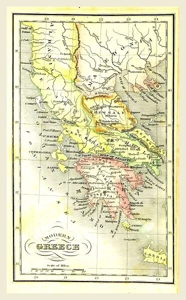 Map of Greece, 19th century engraving