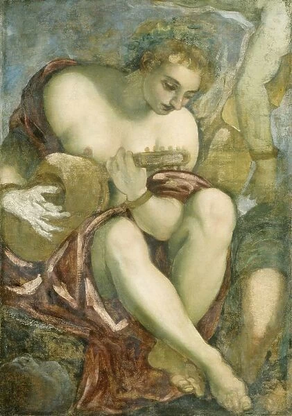 Muse Lute seated muse playing lute fragment originally larger representation