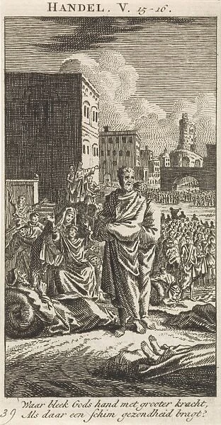 Peter and John among the sick, Jan Luyken, Anonymous, 1712