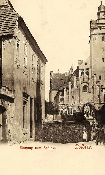 Schloss Colditz Castle gates Saxony 1898 Landkreis Leipzig