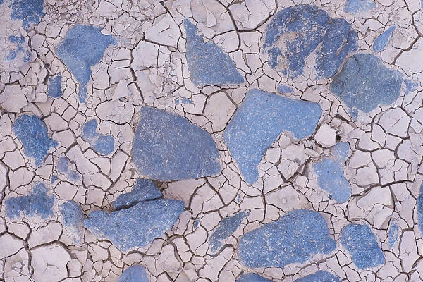 Cracked mud and blue stones, Fuerteventura, Canary Islands