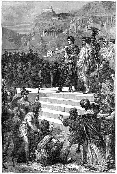 Augustus establishes the centre of government of Gaul in Lyon, 28 BC (1882-1884). Artist: Bertrand