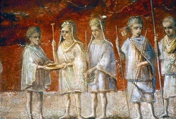 Children in religious procession, Roman wall painting from Ostia, c2nd-3rd century