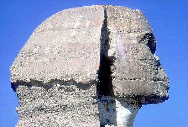 Closeup of head ofThe Sphinx, period of Khafre (Chephren), 4th Dynasty, 26th century BC
