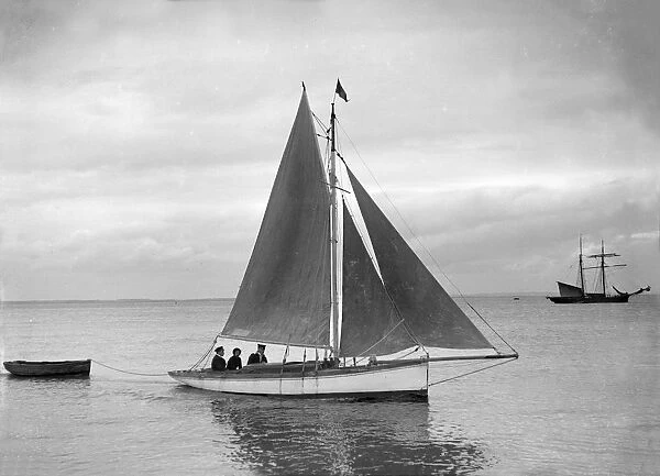 Cutter under sail, 1912. Creator: Kirk & Sons of Cowes