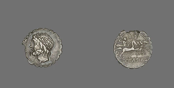 Denarius Serratus (Coin) Depicting the God Saturn, 106 BCE. Creator: Unknown