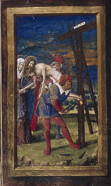 The Descent from the Cross (from Lettres batardes), ca 1490-1510. Artist: Poyet, Jean (active 1483-1497)