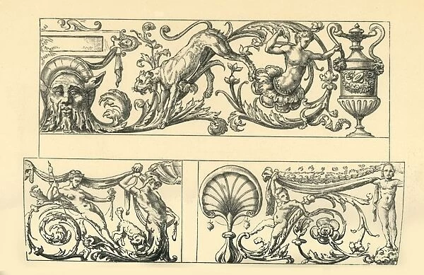 Designs for grotesque friezes, 16th century, (1881). Creator: Unknown