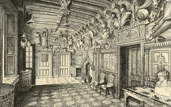 The Entrance-Hall. - Along the Wall are Many Suits of Old Armor. 1882
