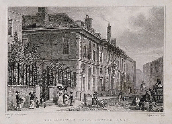 Goldsmiths Hall, London, c1827. Artist: W Wallis