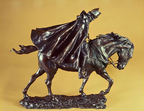 Horseman in a Storm, c. 1880-1885  /  cast after 1891. Creator: Jean Louis Ernest Meissonier
