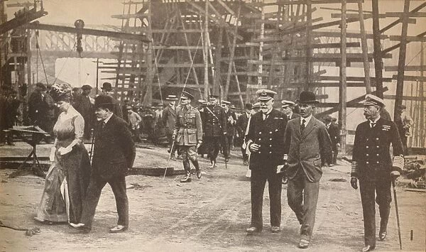 King George V and Queen Mary at a Sunderland shipyard during World War I, June 15th, 1917, (1935)