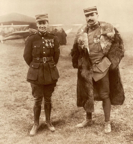 Lieutenant Georges Guynemer and Captain Felix Brocard, French fighter pilots, 5 February 1916