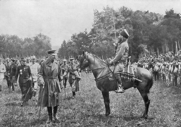 Lord Kitchener inspecting Algerian troops, France, World War I, 16 August 1915