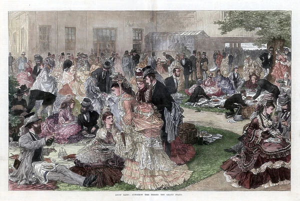 Luncheon time behind the grand stand, Ascot races, 1872