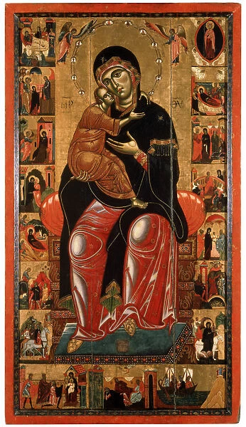 Madonna and Child Enthroned (with seventeen Scenes from the Life of the Virgin), 13th century. Artist: Master of Florence